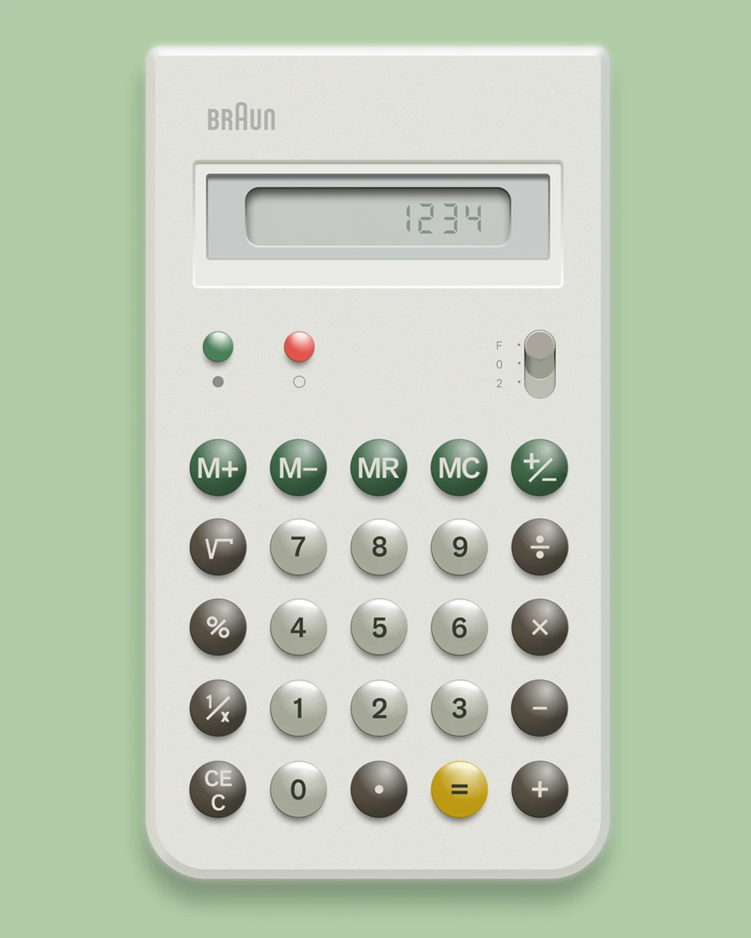Angeles Moreno's recreation of the Braun ET66 calculator interface in Figma