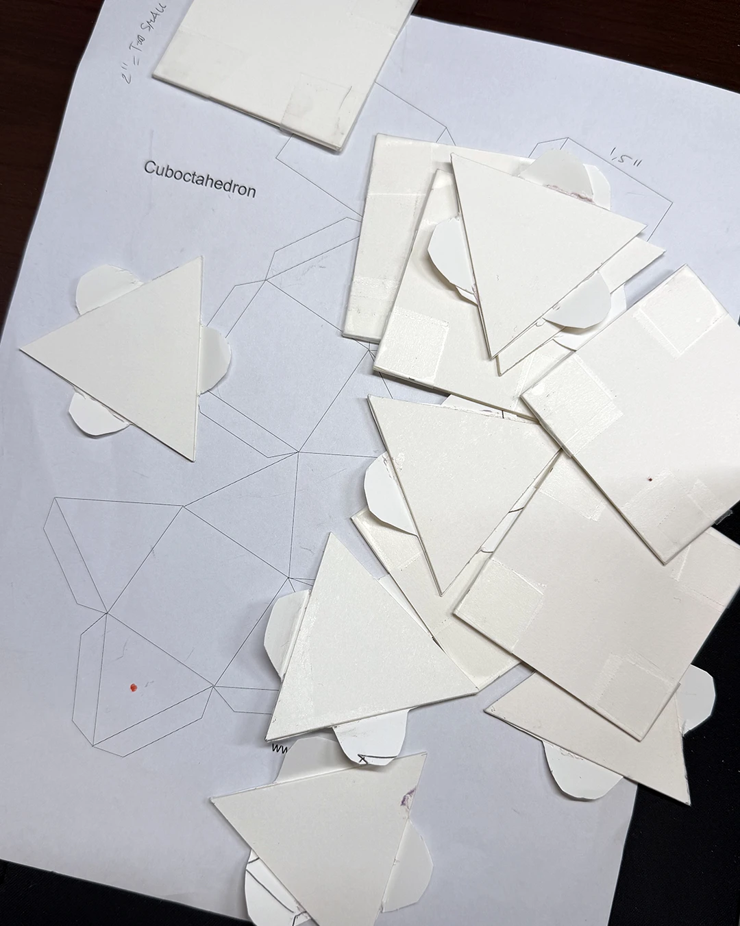 Prototype of the cuboctahedron's square and triangular panels